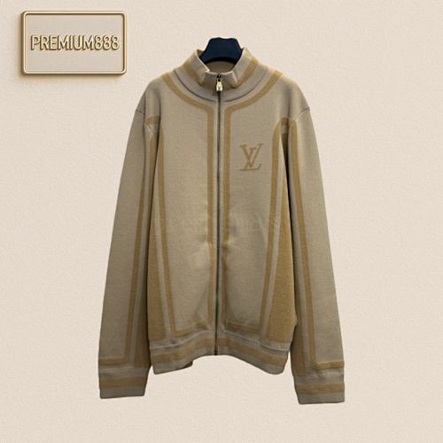 Louis Wool Blend Inlaid Knitted Zipper Jacket Coat