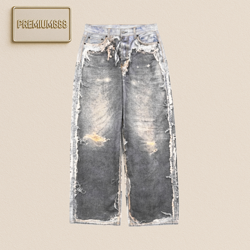 Off-White As 25Fw Optical Illusion Printed Denim Trousers