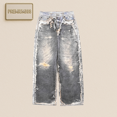 Off-White As 25Fw Optical Illusion Printed Denim Trousers
