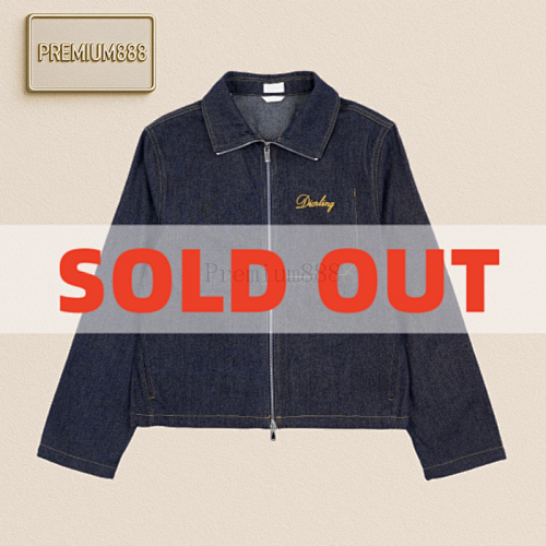 CD 25Fw D Embroidered With Visible Stitching Denim Stand-up Collar Jacket
