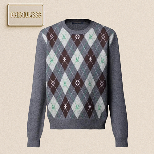 Louis Vuitton L V Diamond Plaid Crew Neck Sweater