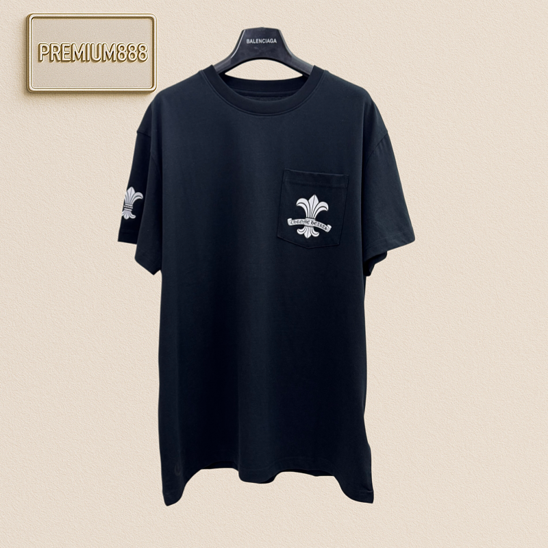 Chrome Hearts CH Crossed-Heart Graffiti Roll-up Printed Short-Sleeved T-Shirt