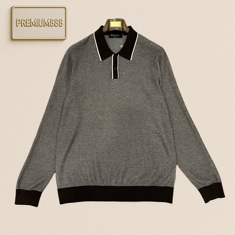 Loro Piana No. Yoo Pianya Color-Contrast Collar Knit Polo Shirt