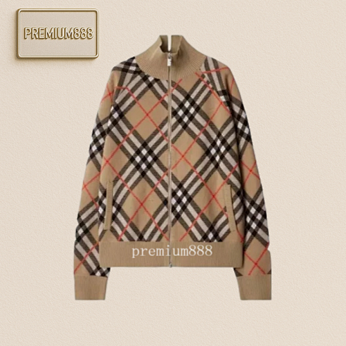 Burberry Check Wool Sweater Zip-up Jacket