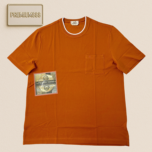 Hermès Spring Summer New Collection Round-neck Short Sleeve With Saddle Stitching Sizes 46
