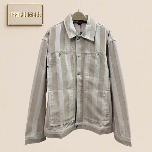 Fendi Fend Vertical Stripes Washed Workwear Denim Jacket