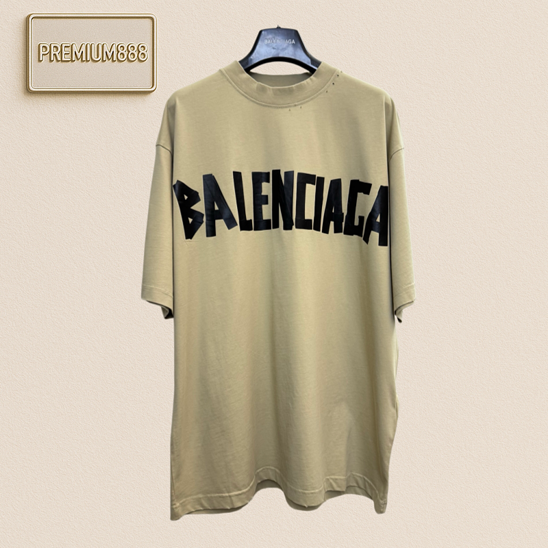 Balenciaga Textured Paper Yellow And Black Adhesive Tape Short-sleeved T-shirt