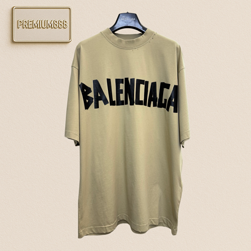 Balenciaga Textured Paper Yellow And Black Adhesive Tape Short-sleeved T-shirt