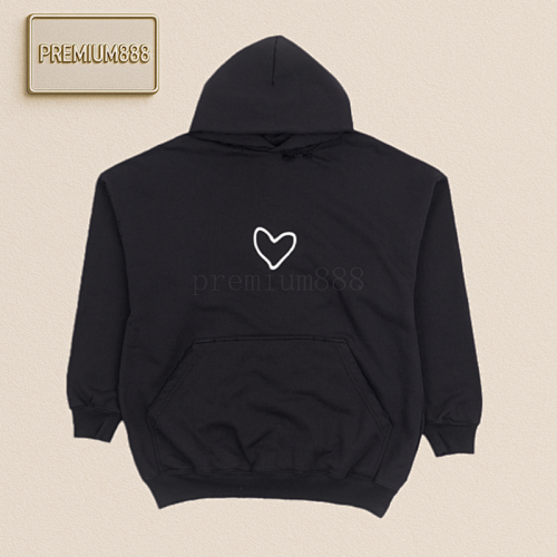 Balenciaga Heart-shaped Hoodie With Two-color Yarn-dyed Fabric