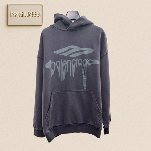 Balenciaga M Disolving Print Ragged Hooded Sweatshirt