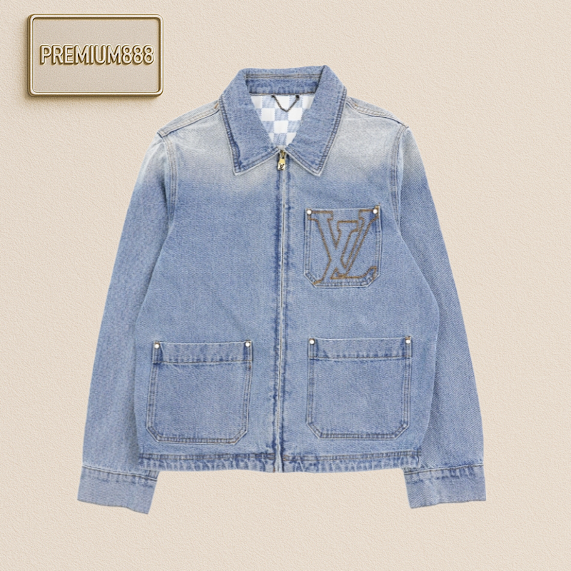 Louis Vuitton 1v 24Fw Pocket Denim Jacket With Clear Thread Monogram Letter Zipper