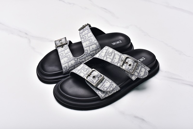 Dior Aqua Adjustable Strap Silent Slippers Men's Grey