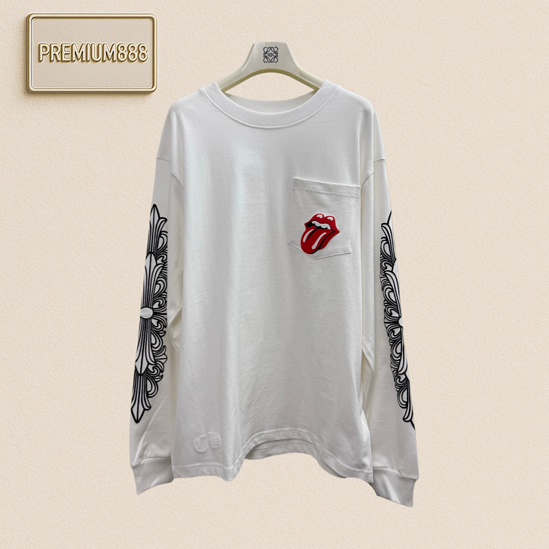 Chrome Hearts CH Crocin Horseprint Kiss Solid Print Long-Sleeved T-Shirt