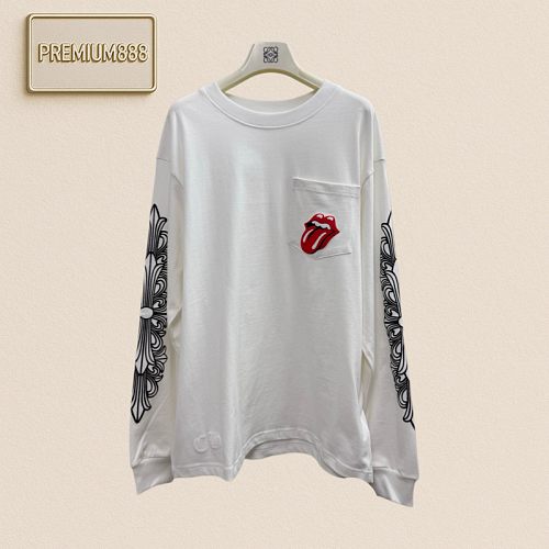 Chrome Hearts CH Crocin Horseprint Kiss Solid Print Long-Sleeved T-Shirt