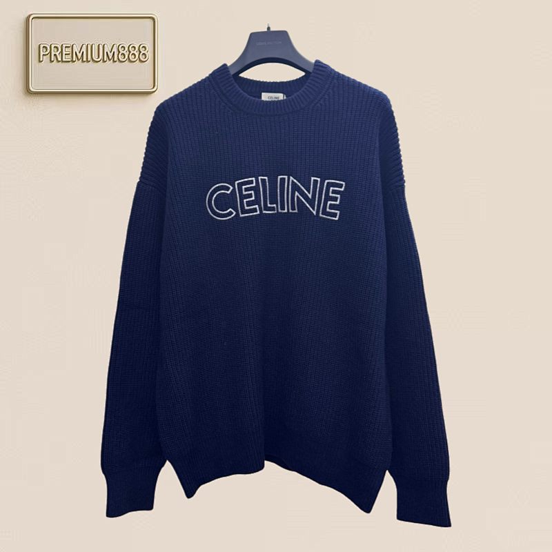 Cel Celine Letter Logo Embroidered Round-neck Sweater
