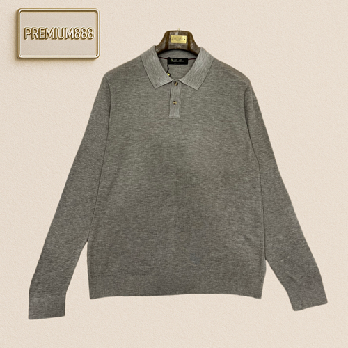 Loro Piana Loopy Casual Long-Sleeved Knit Polo Shirt
