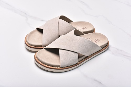 Brunello Cucinelli Suede X-slippers Beige
