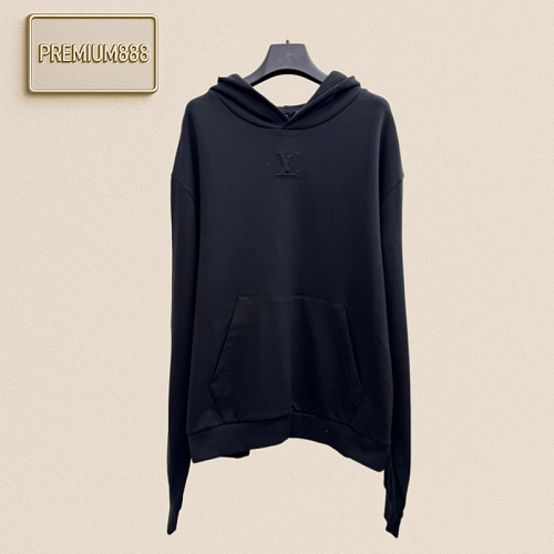 1v Louis Embossed Logo Cotton Hoodie With Hood