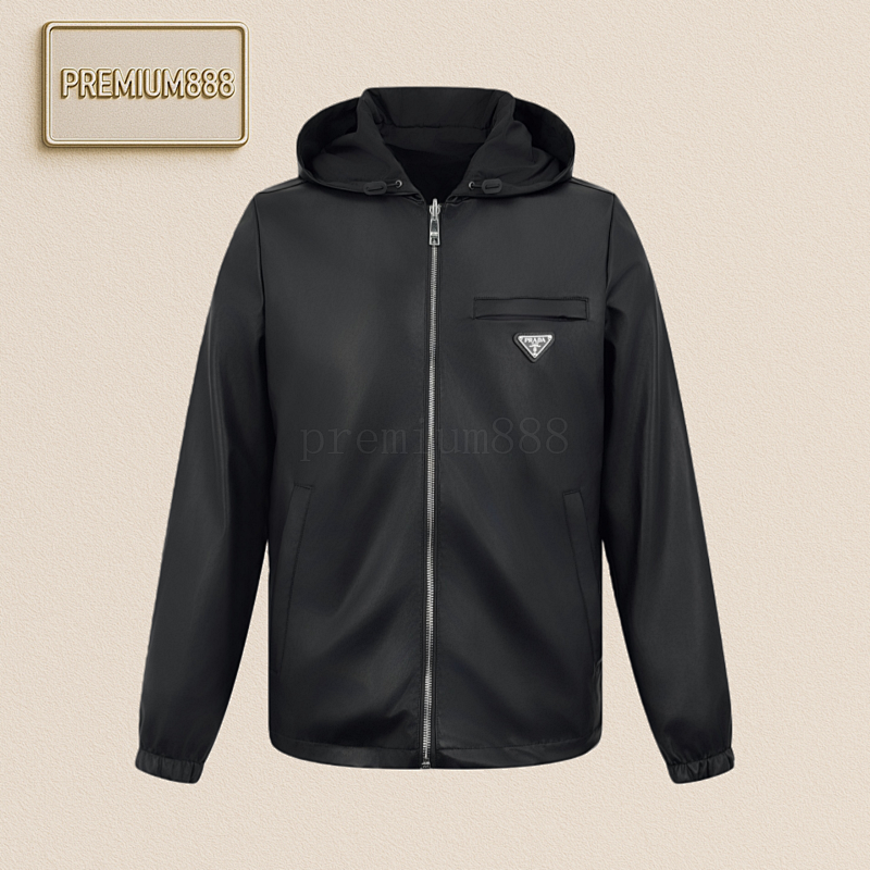 Prada Double-sided Leather Nylon Hooded Jacket