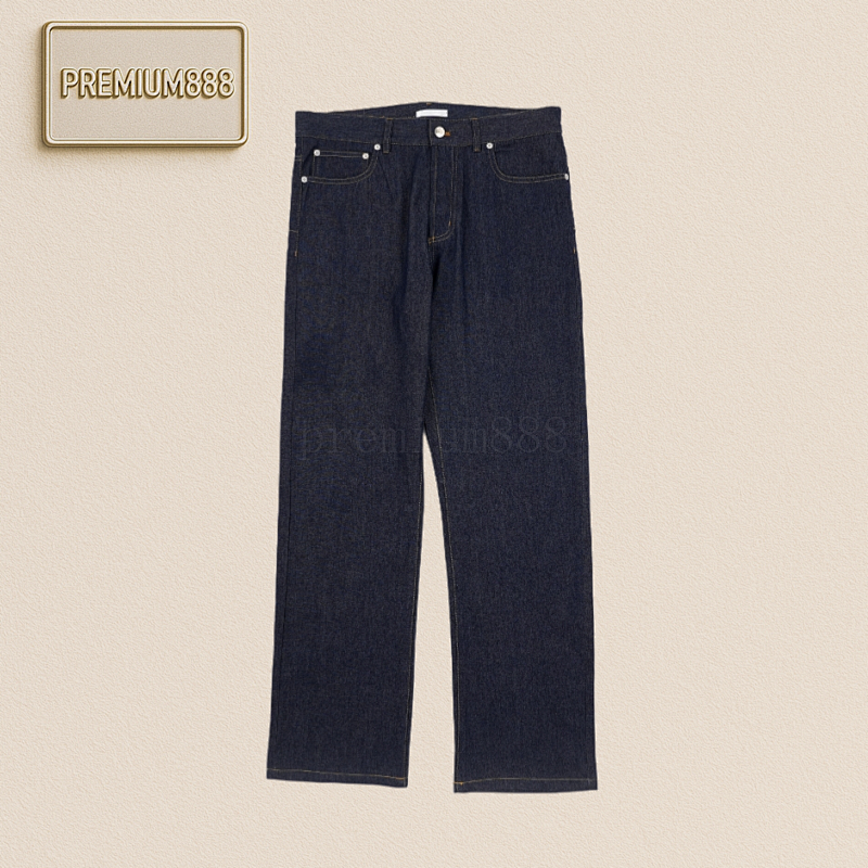 CD 25Fw D Brown Leather Label Blue Twill Denim Trousers