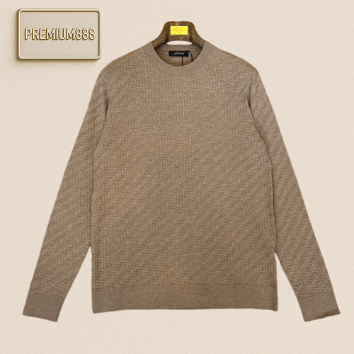 Brioni Briooni Vertical Holes Round Neck Casual Long-Sleeved Knit Shirt