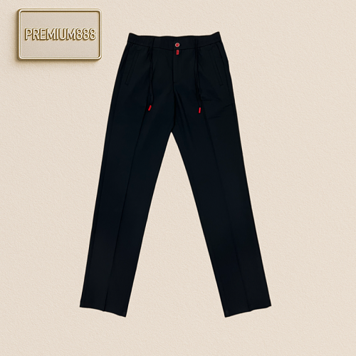 Kiton Red Button Double Drawstring Casual Pants