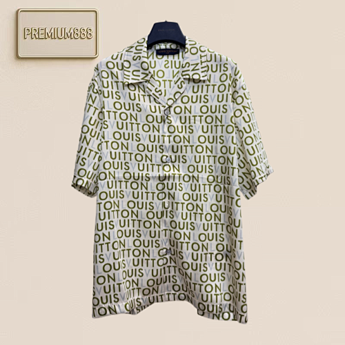 1v Louis 26ss Lettered Jacquard Embroidered Short-Sleeved Shirt