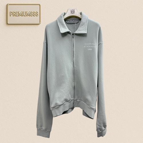 Acne Studios Vintage Distressed Frayed Collar Zipper Hoodie Jacket