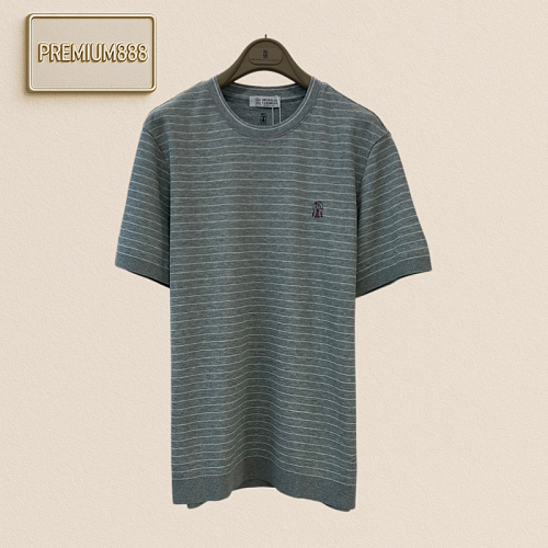 Brunello Cucinelli Classic Stripe Round-neck Short-sleeve T-shirt