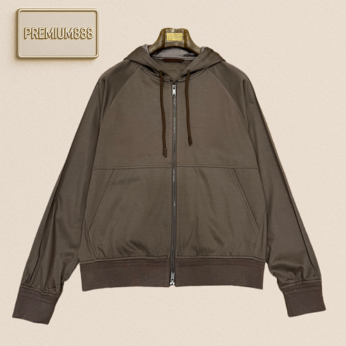 Zegna Jenia Double Drawstring Zippered Hooded Casual Jacket