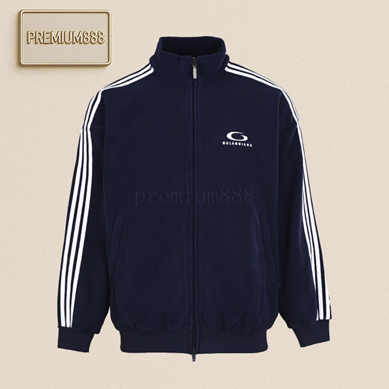 Balenciaga Blcg Five-bar Circular Fleece Embroidered Stand-up Collar Jacket