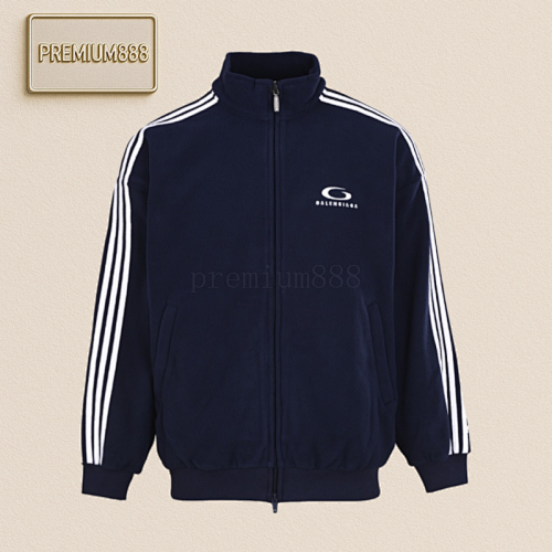 Balenciaga Blcg Five-bar Circular Fleece Embroidered Stand-up Collar Jacket