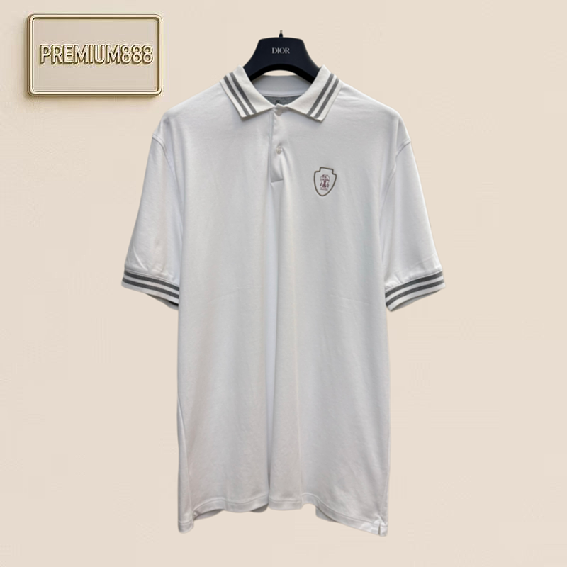 BC Striped Button-down Polo Shirt With Short Sleeves