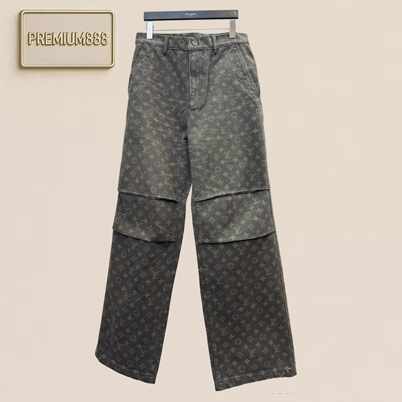 Louisianese Jacquard Full Pleated Denim Trousers