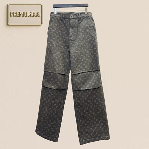 Louisianese Jacquard Full Pleated Denim Trousers