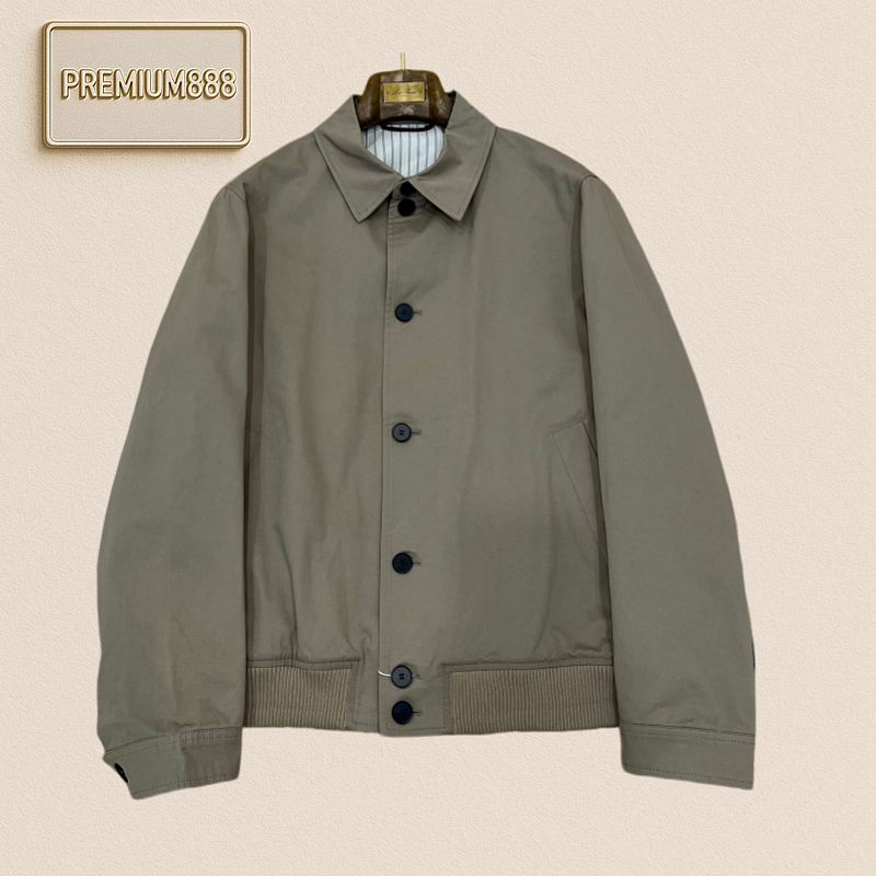 BC Brunello Plain Cotton Collar Baseball Jacket In Black And White