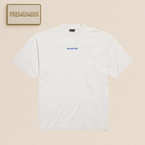 Balenciaga Balenci Aga T-shirt With Embroidered Letters In Klein Blue