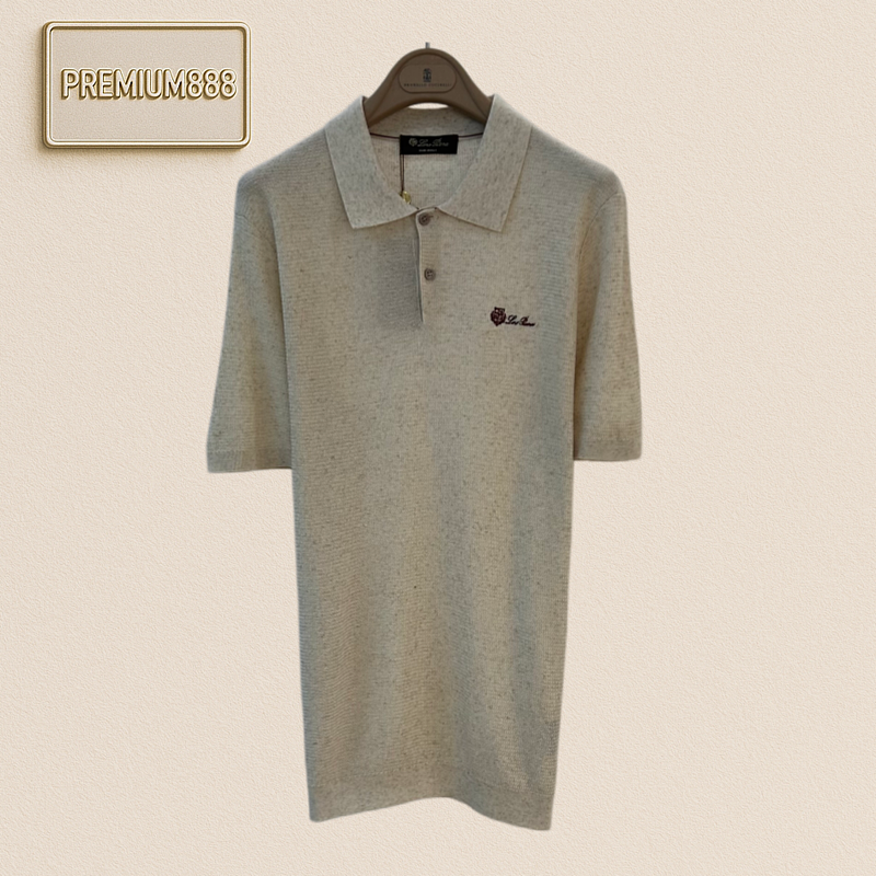 Loro Piana No. 1 Polo Shirt With Knitted Embroidery And Short Sleeves