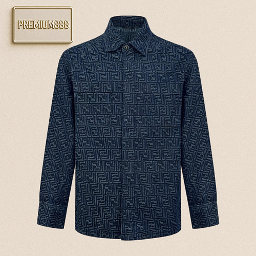 Fendi Fen Di FF Jacquard Denim Jacket