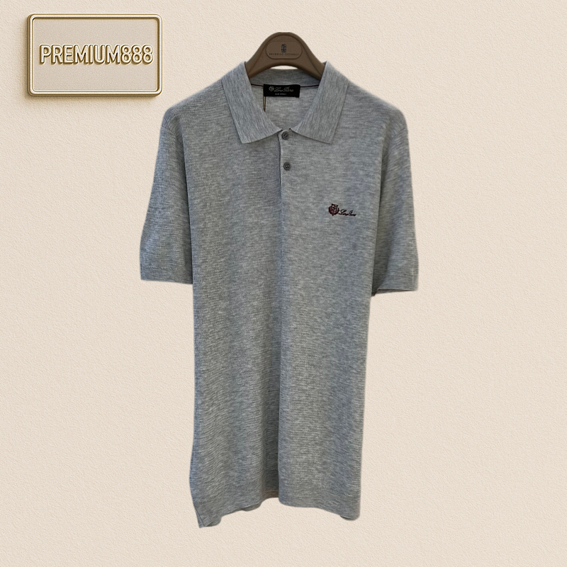 Loro Piana No. 1 Polo Shirt With Knitted Embroidery And Short Sleeves