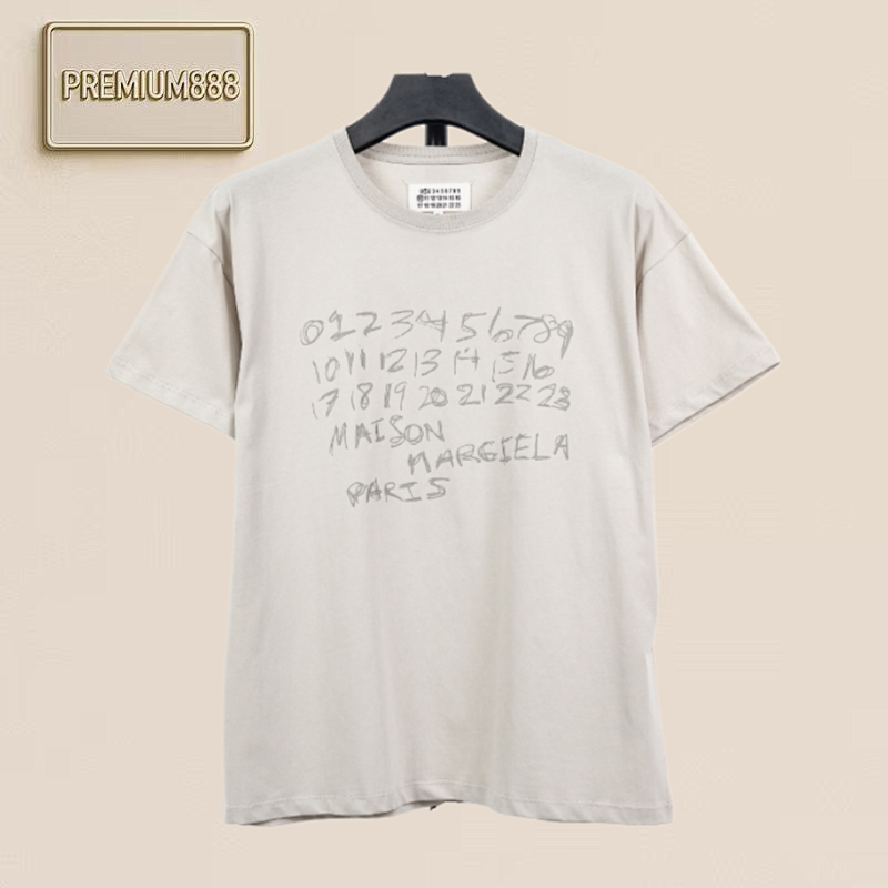 26-Maison Margiela Men's And Women's Matching Logo Short-Sleeved T-Shirt