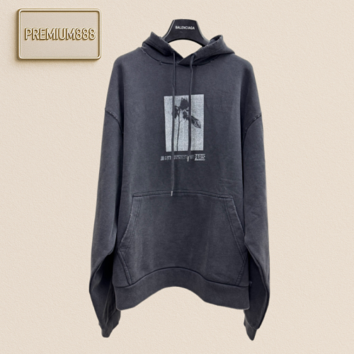 Balenciaga 26ss Eternal Rose Flower Washed Hooded Sweatshirt