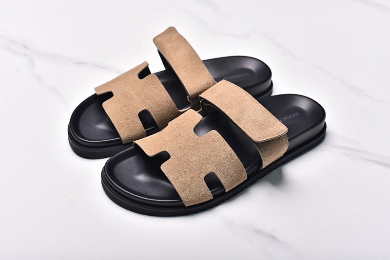 Hermès Hermes Chypre Flat Slippers Classic Brown Suede
