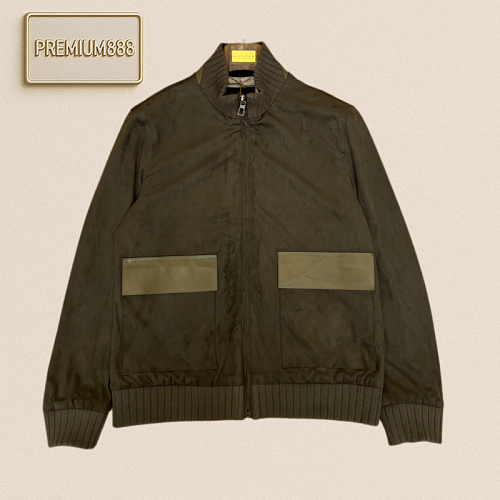 LP NooyiPianya Leather-Feeling Patched V-neck Pilot Jacket