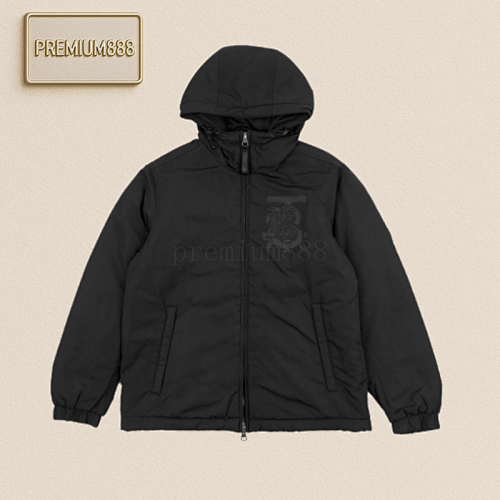 Burberry Solid War Horse Print Hooded Long Sleeve Jacket