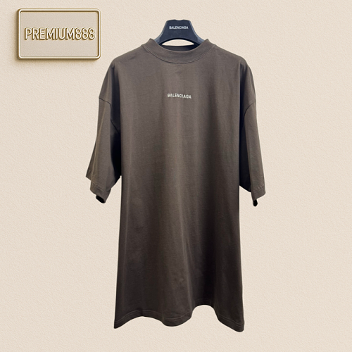 Balenciaga 26ss Coffee-colored Letter Logo Embroidered Short-Sleeved T-shirt