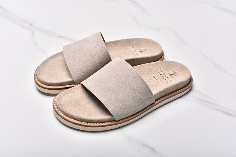 Brunello Cucinelli Suede Slippers Beige
