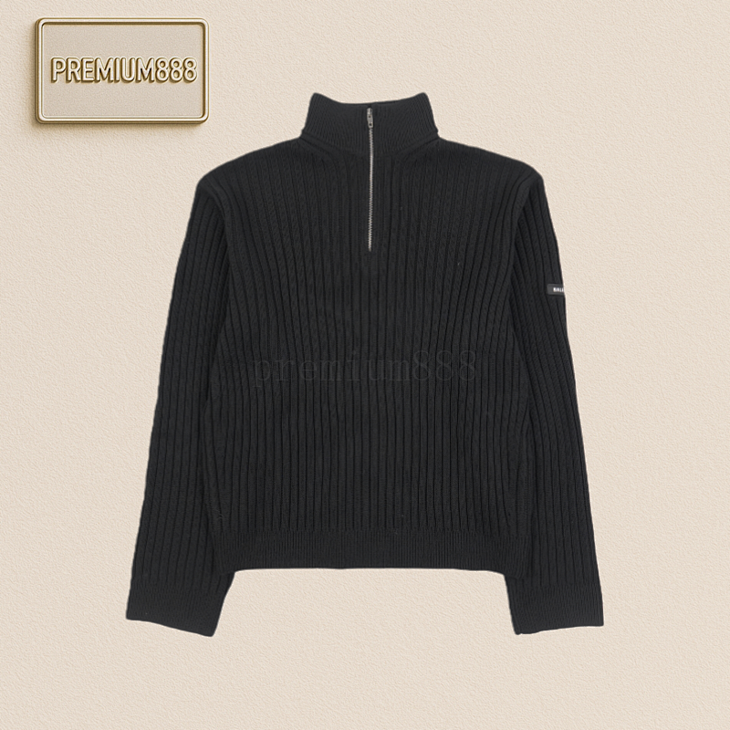 Balenciaga Sleeve-embroidered Vertical Stripes Sweater