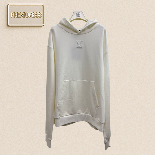 1v Louis Embossed Logo Cotton Hoodie With Hood