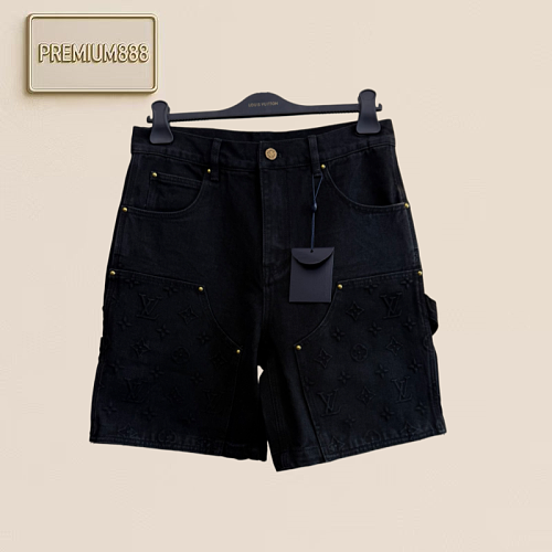 Louis Classic Embroidered Relief Washed Denim Shorts
